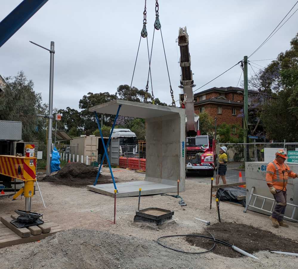 Construction crew working on the new Junction Street Plaza