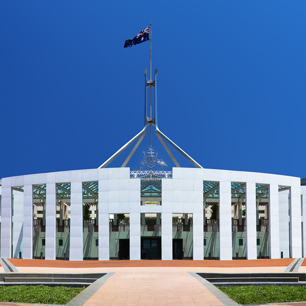 Outside shot of Parliament House in Canberra